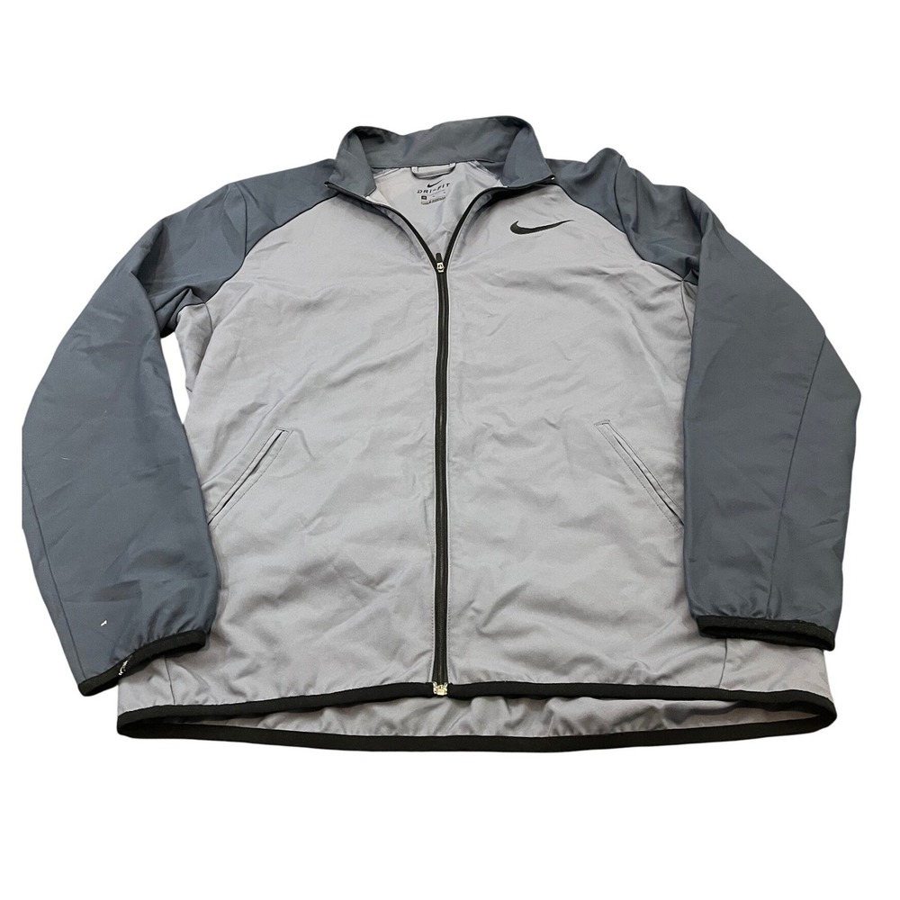Nike Dri-Fit Jacket Mens Medium Gray Full Zip Track‎ Windbreaker Running 1660